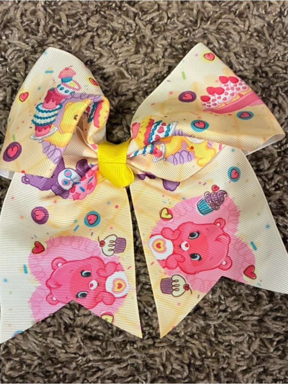 Care Bears Yellow Bow with Pink Bear & Pastel Sweets Print